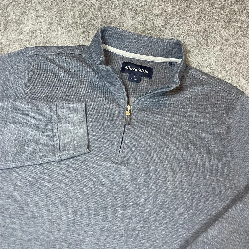 Mizzen+Main Crandall 1/4 Zip Men's Medium Heathered Blue Performance Stretch